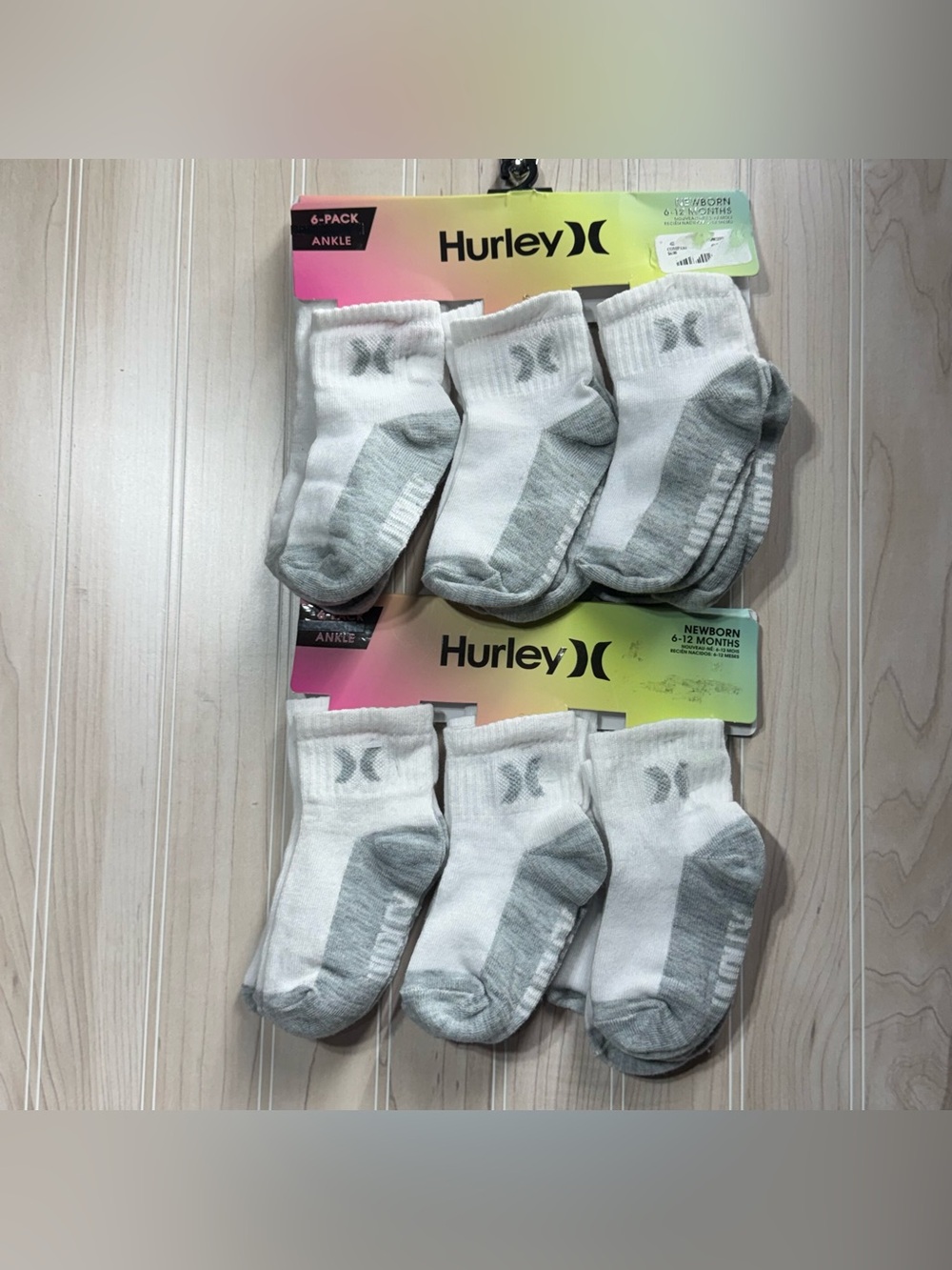 Hurley White & Gray Baby Ankle Socks 6-Pack